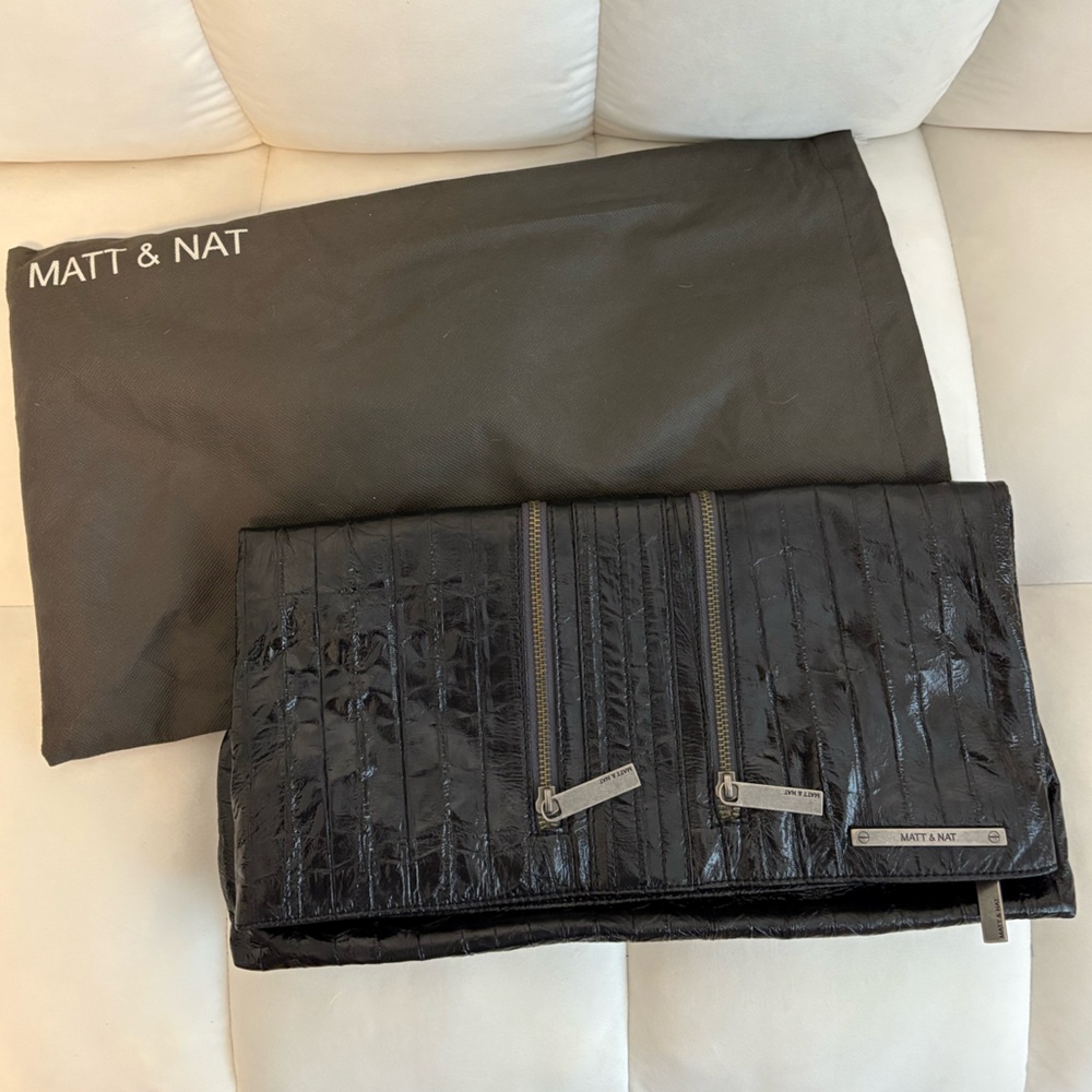 Matt & Nat Black Textured Handbag Clutch Vegan Leather